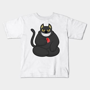 Cat at Poker with Poker cards Kids T-Shirt
